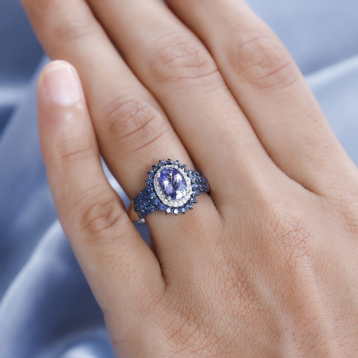 Tanzanite and Multi Gemstone Ring in Platinum Over Sterling Silver (Size 10.0) 2.20 ctw image number 2