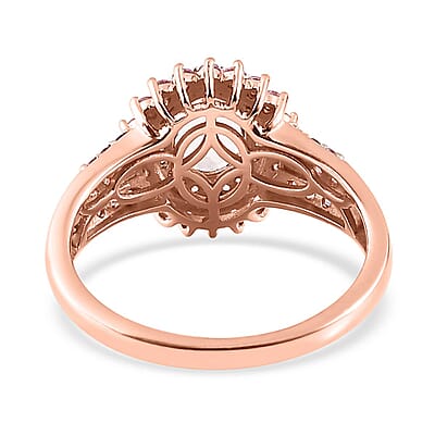 Premium Marropino Morganite, Multi Gemstone Double Halo Ring in Vermeil RG Over Sterling Silver (Size 10.0) 1.90 ctw
