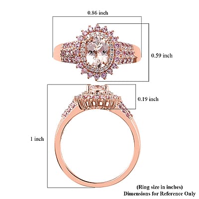 Premium Marropino Morganite, Multi Gemstone Double Halo Ring in Vermeil RG Over Sterling Silver (Size 10.0) 1.90 ctw