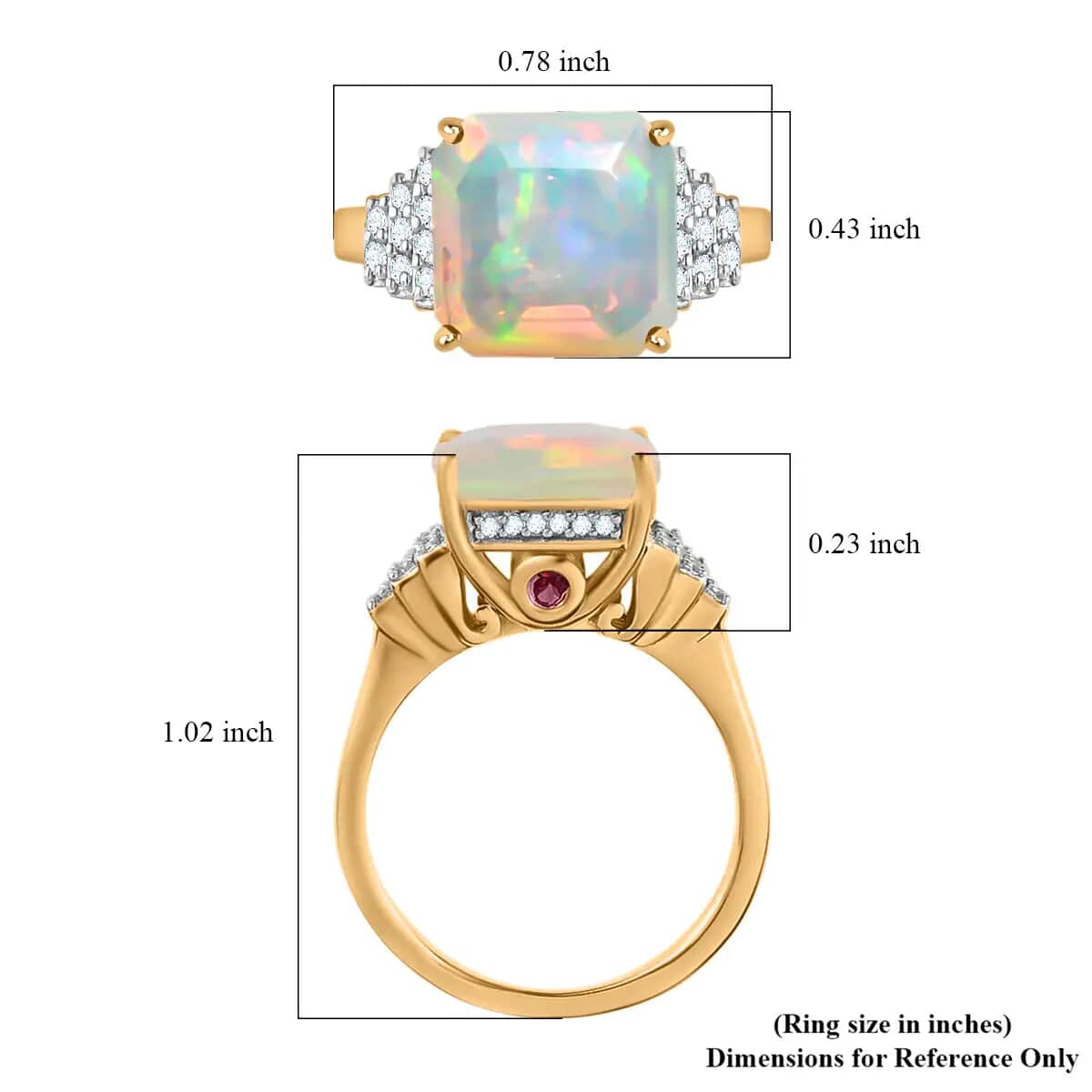 Premium Ethiopian Welo Opal Ring, Multi Gemstone Accent Ring, Opal Deco Ring, Vermeil Yellow Gold Over Sterling Silver Ring 3.20 ctw (Size 10) image number 6