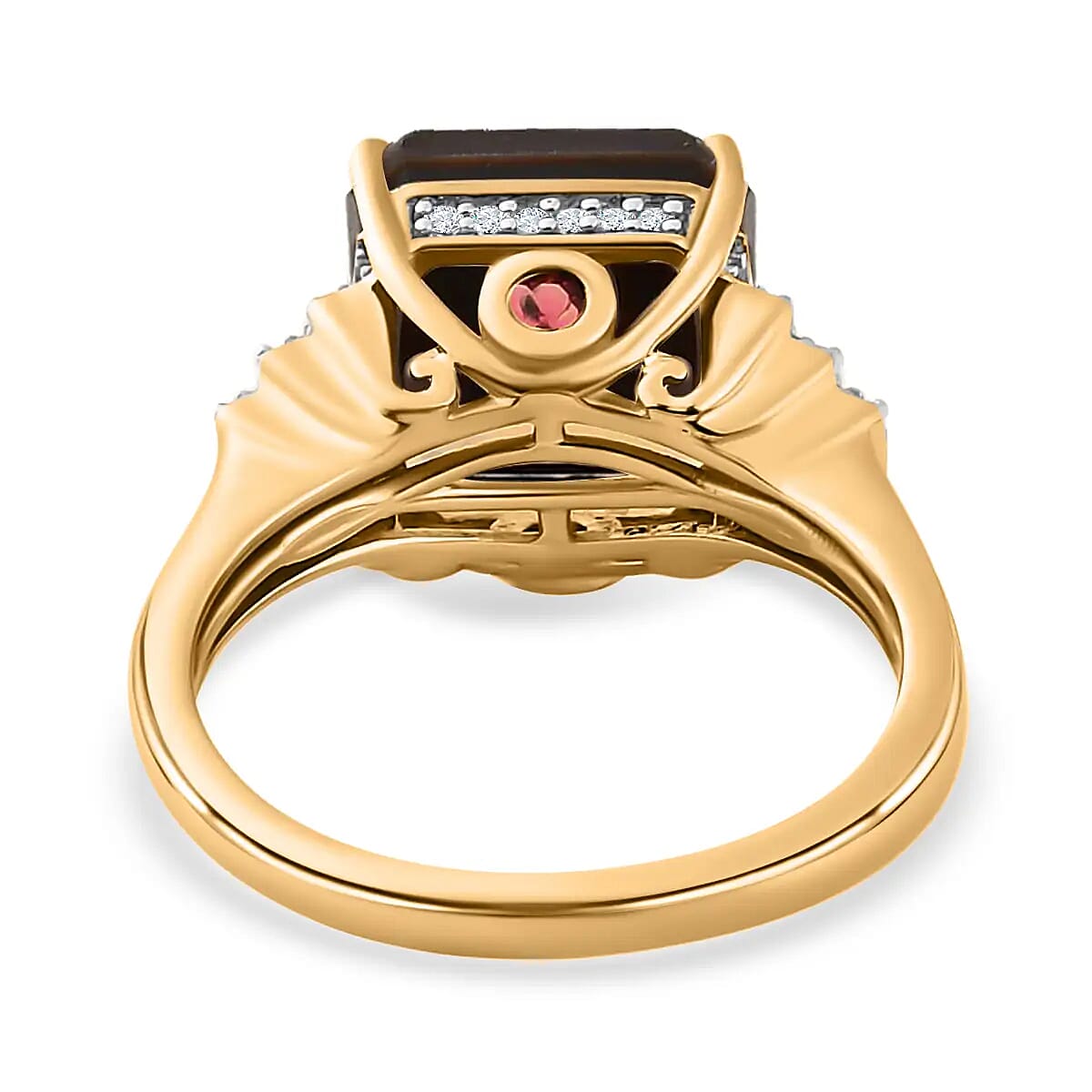 Premium Canadian Ammolite and Multi Gemstone 0.40 ctw Accent Ring, Ammolite Deco Ring, Vermeil Yellow Gold Over Sterling Silver Ring (Size 8) image number 4