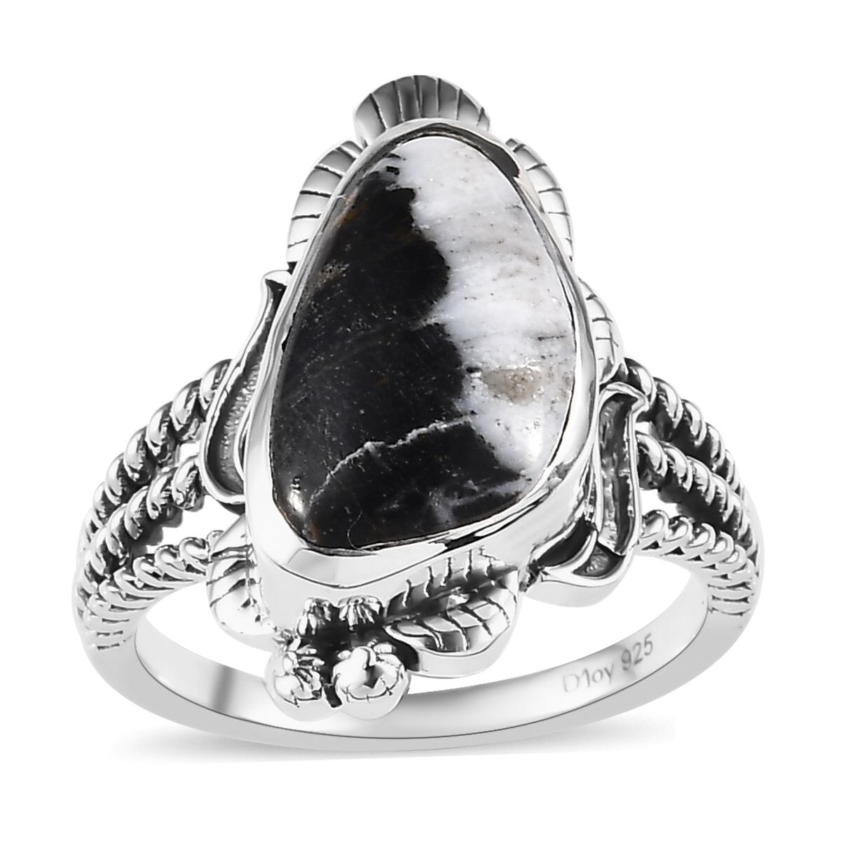 Artisan Crafted White Buffalo Solitaire Ring in Sterling Silver 5.50 ctw image number 0
