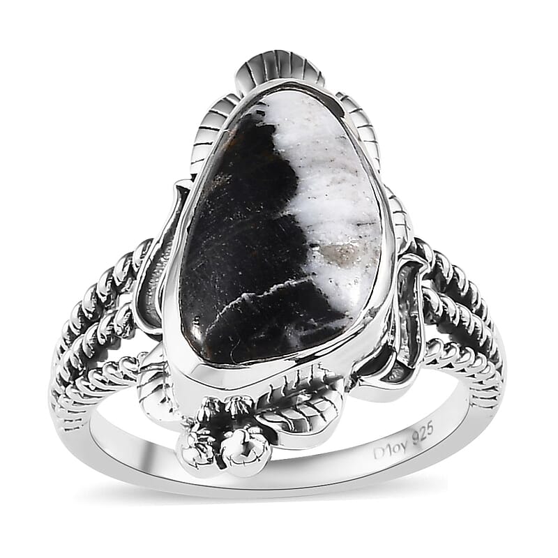 Artisan Crafted White Buffalo Solitaire Ring in Sterling Silver (Size 10.0) 5.50 ctw