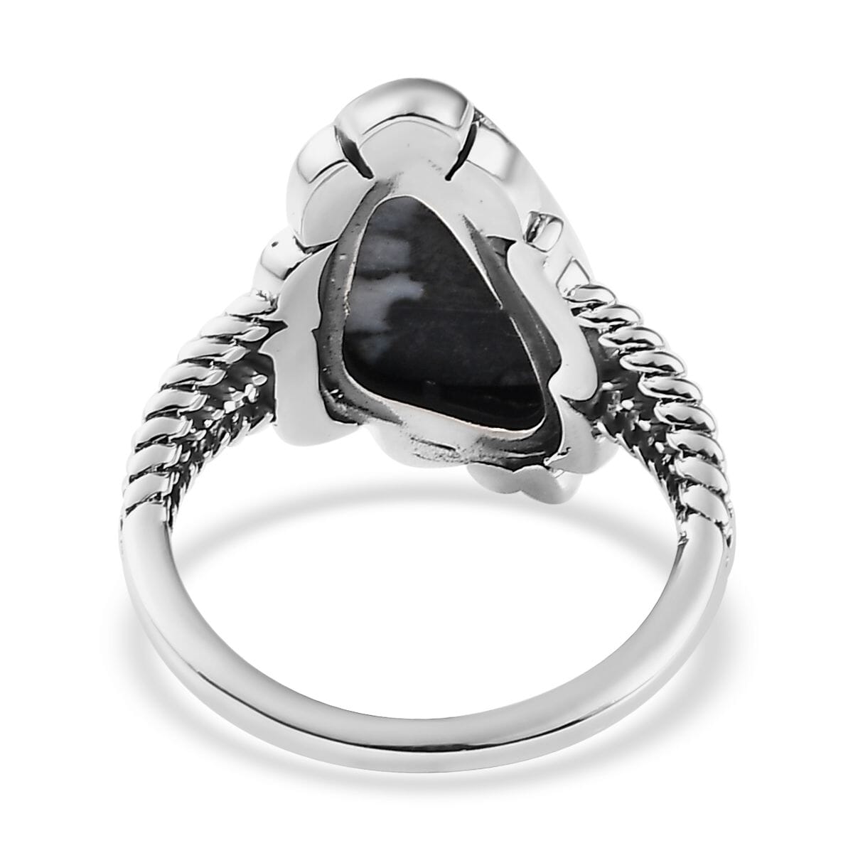 Artisan Crafted White Buffalo Solitaire Ring in Sterling Silver 5.50 ctw image number 4