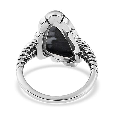 Artisan Crafted White Buffalo Solitaire Ring in Sterling Silver (Size 10.0) 5.50 ctw