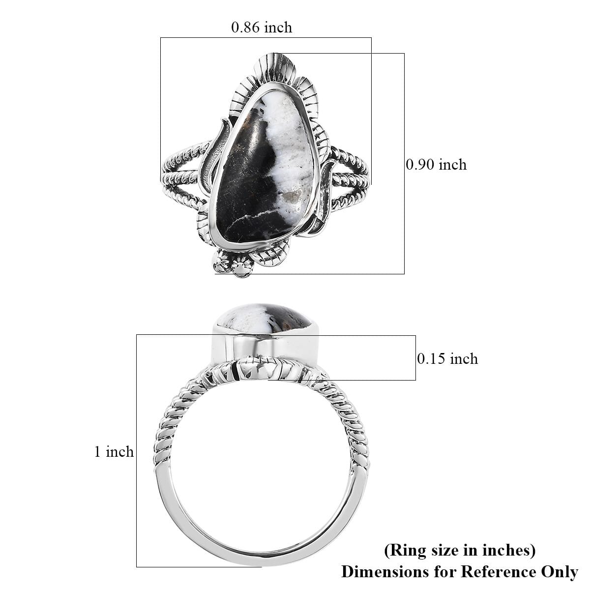 Artisan Crafted White Buffalo Solitaire Ring in Sterling Silver 5.50 ctw image number 5