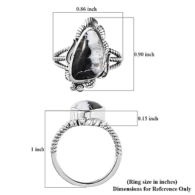 Artisan Crafted White Buffalo Solitaire Ring in Sterling Silver (Size 10.0) 5.50 ctw
