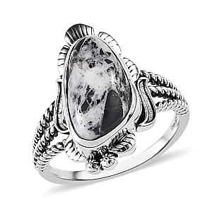 Artisan Crafted White Buffalo Solitaire Ring in Sterling Silver (Size 9.0) 5.50 ctw
