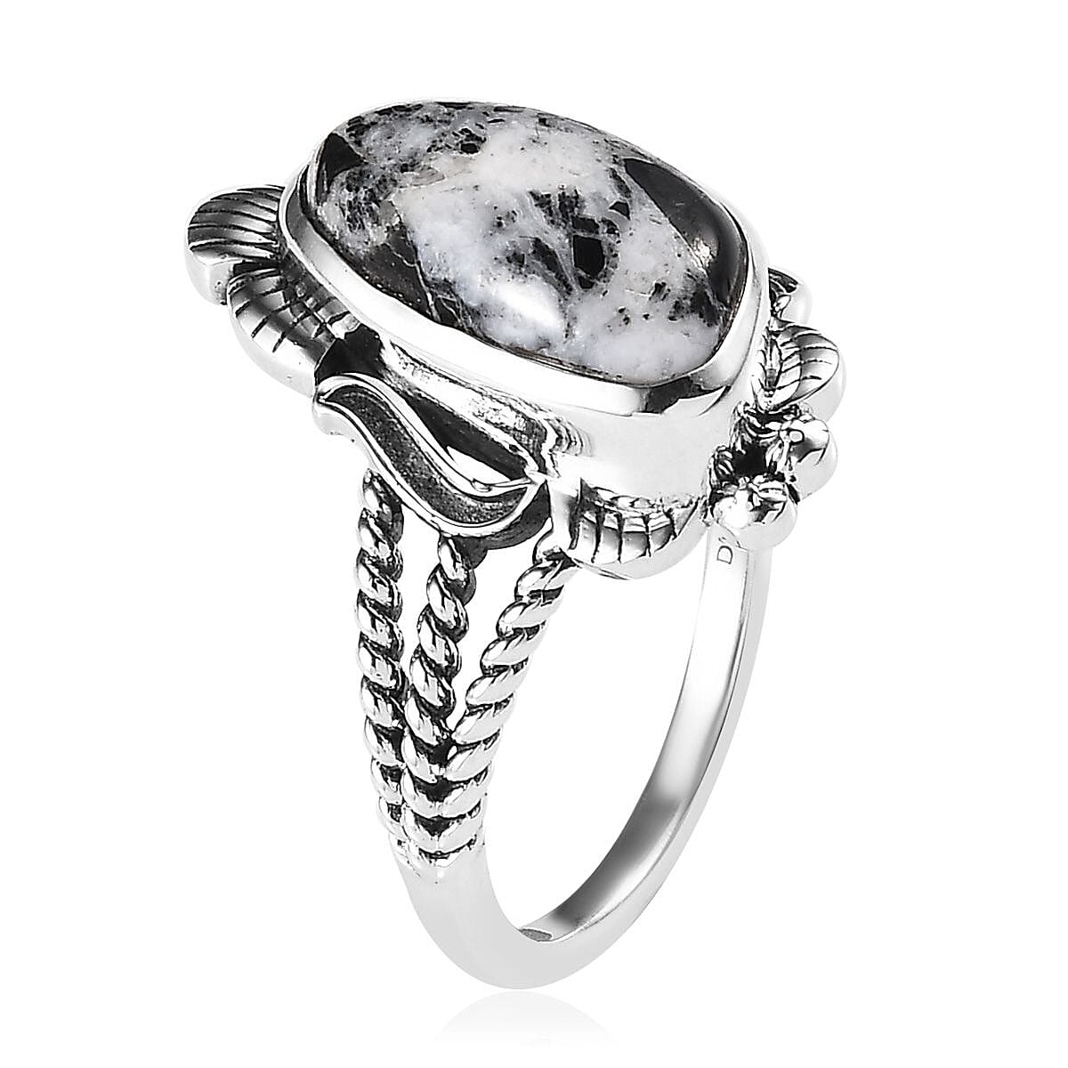 Artisan Crafted White Buffalo Solitaire Ring in Sterling Silver (Size 9.0) 5.50 ctw image number 3