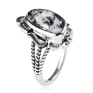 Artisan Crafted White Buffalo Solitaire Ring in Sterling Silver (Size 9.0) 5.50 ctw