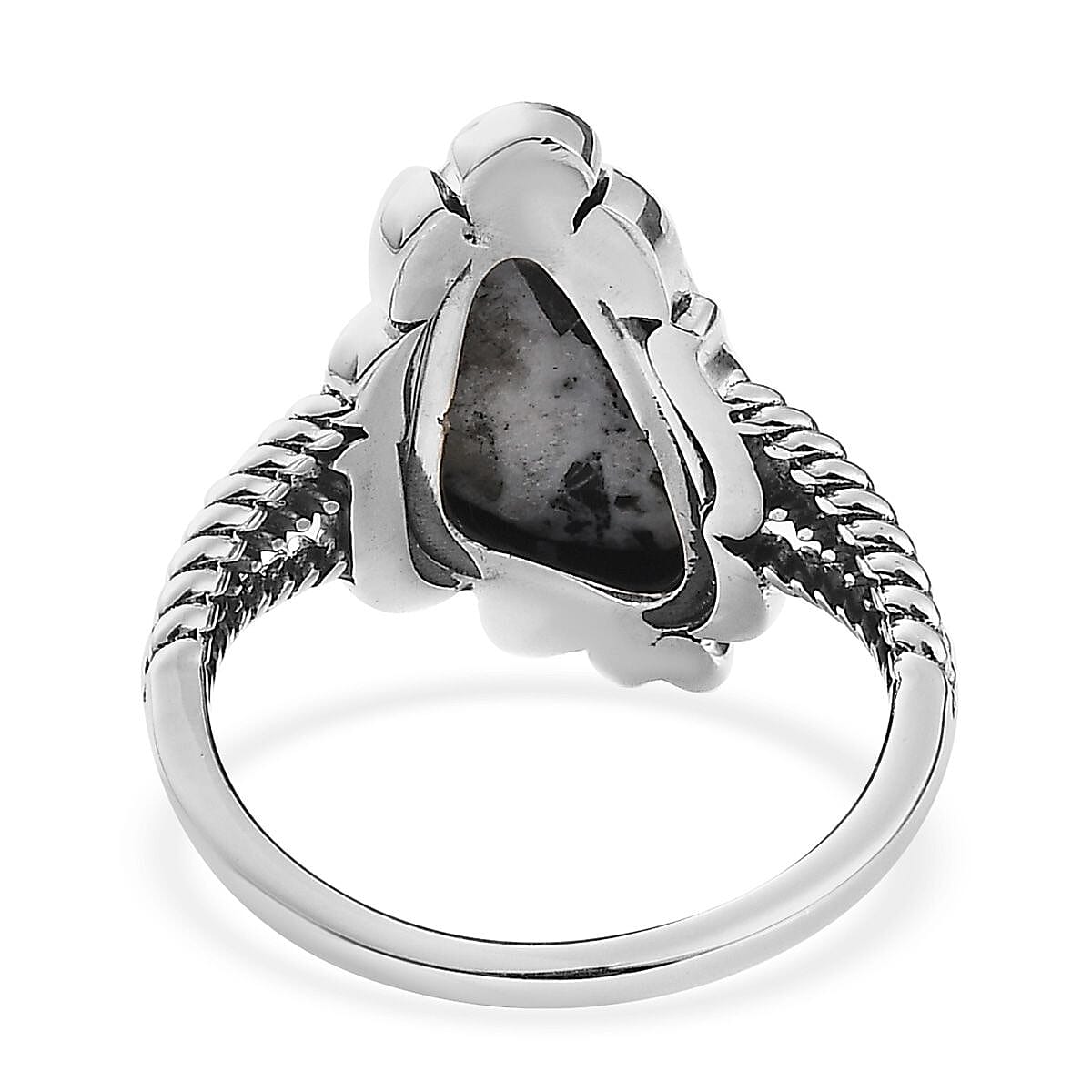 Artisan Crafted White Buffalo Solitaire Ring in Sterling Silver (Size 9.0) 5.50 ctw image number 4