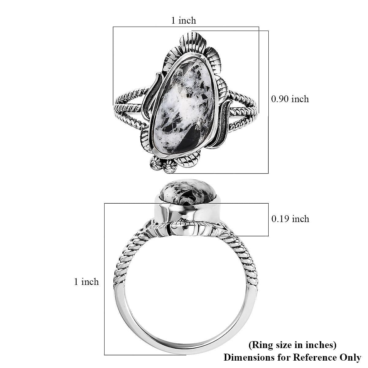 Artisan Crafted White Buffalo Solitaire Ring in Sterling Silver (Size 9.0) 5.50 ctw image number 5