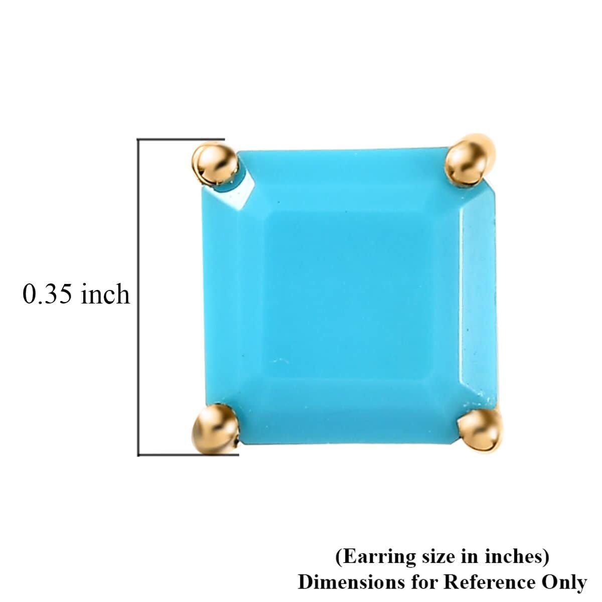 Premium Sleeping Beauty Turquoise Solitaire Stud Earrings in Vermeil Yellow Gold Over Sterling Silver 3.90 ctw image number 4