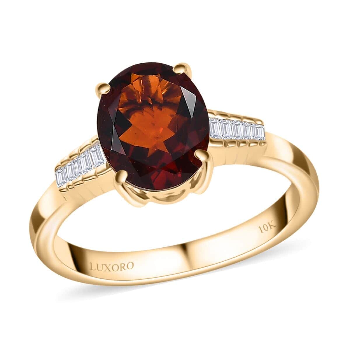One Time Only Luxoro 10K Yellow Gold AAA Brazilian Cherry Citrine, Diamond Ring (Size 10.0) 2.35 ctw image number 0