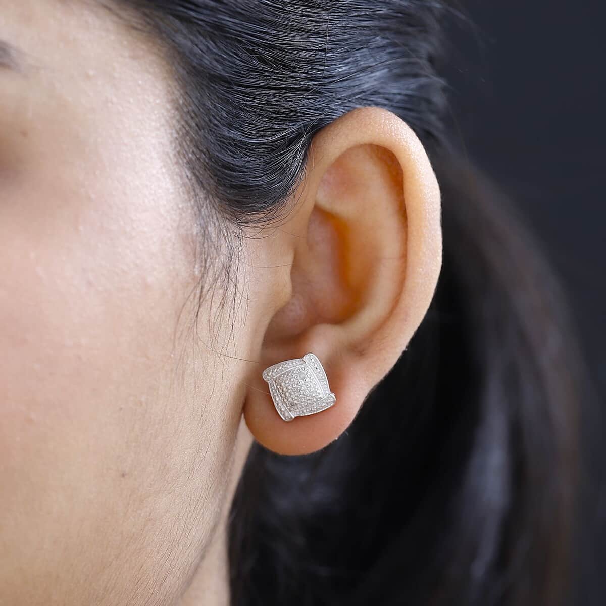 Karis Diamond Accent Stud Earrings in Platinum Bond image number 2