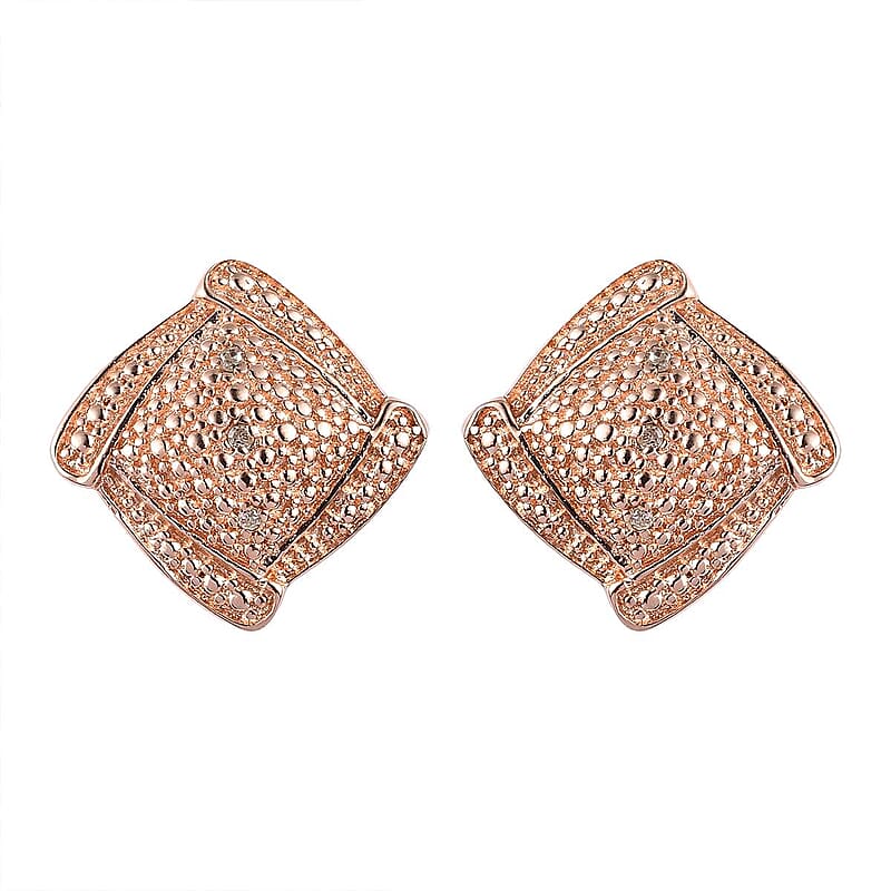 Karis Diamond Accent Stud Earrings in 18K RG Plated