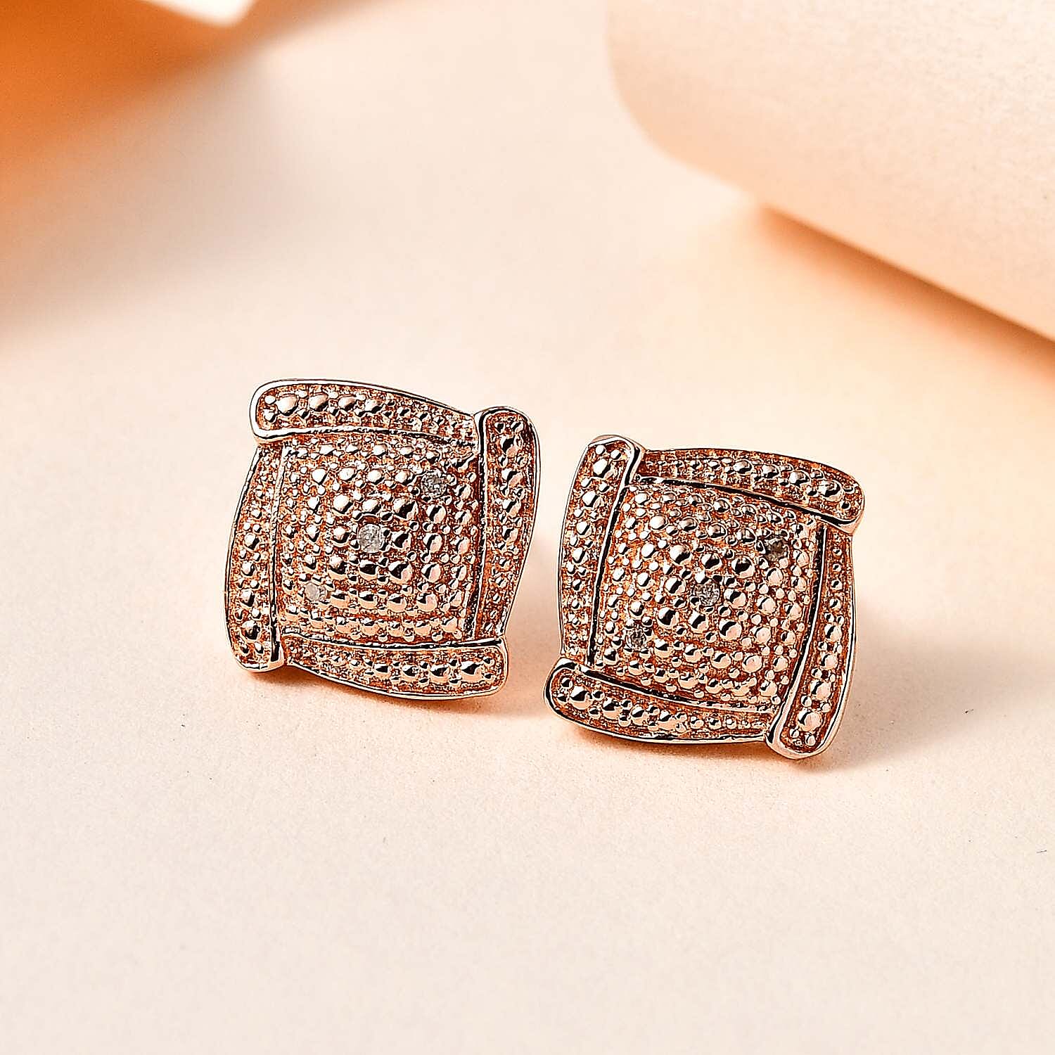 Karis Diamond Accent Stud Earrings in 18K RG Plated