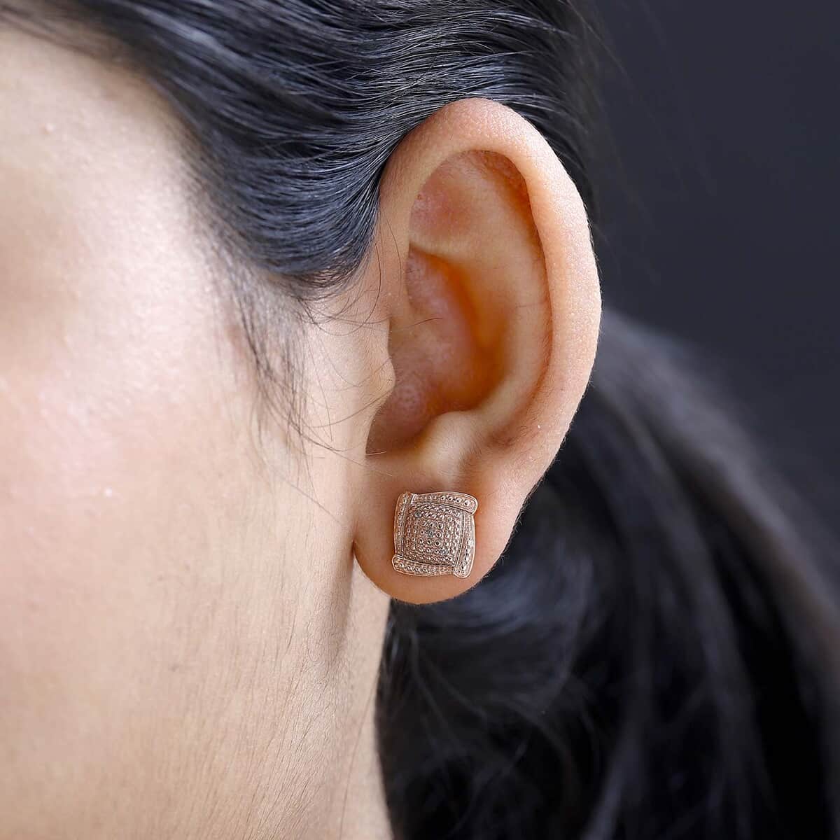 Karis Diamond Accent Stud Earrings in 18K RG Plated image number 2