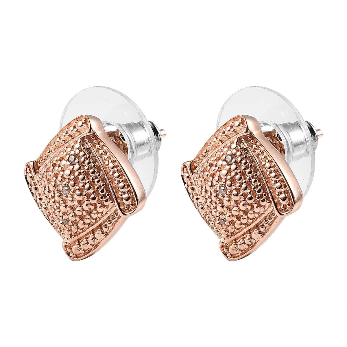 Karis Diamond Accent Stud Earrings in 18K RG Plated image number 3