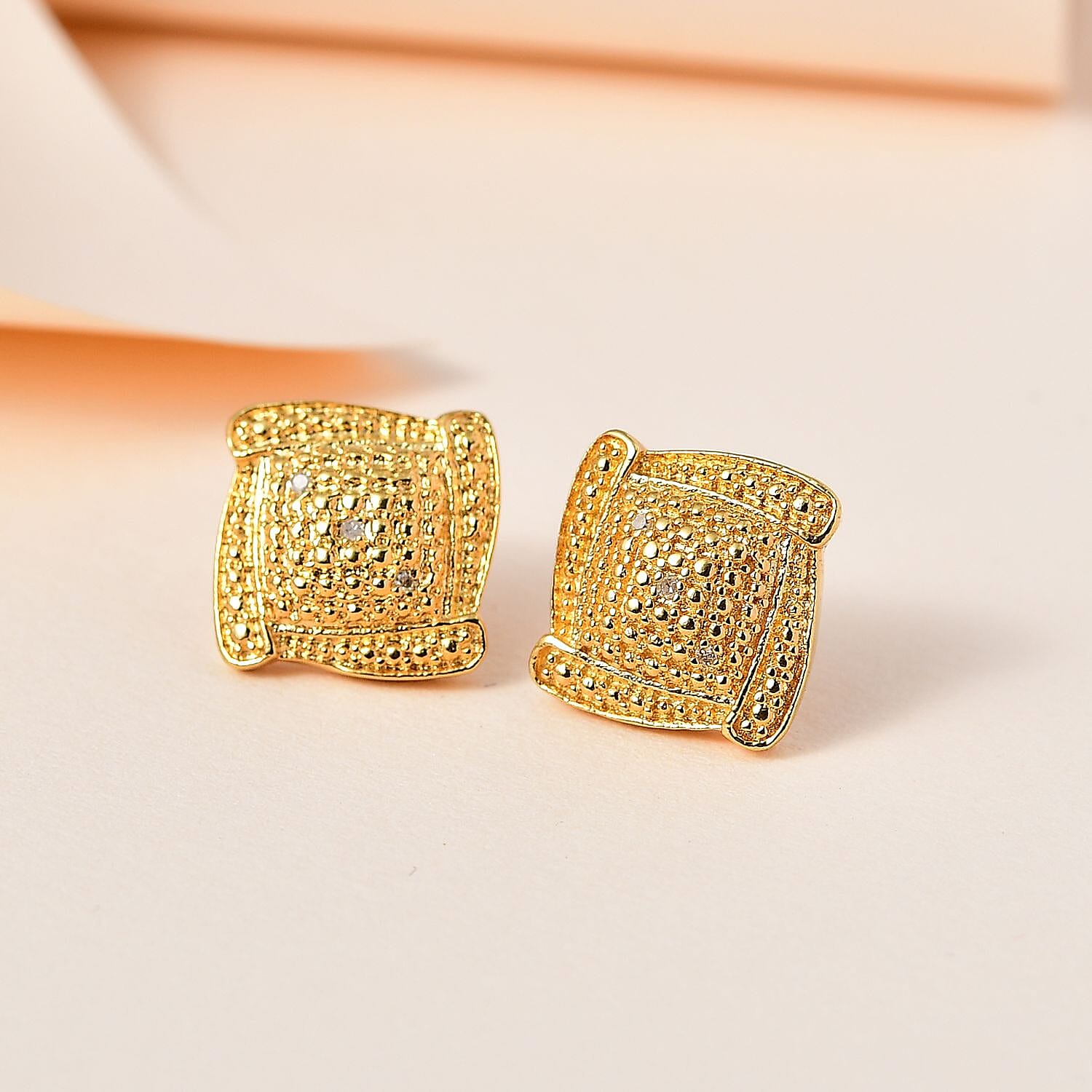 Karis Diamond Accent Stud Earrings in 18K YG Plated