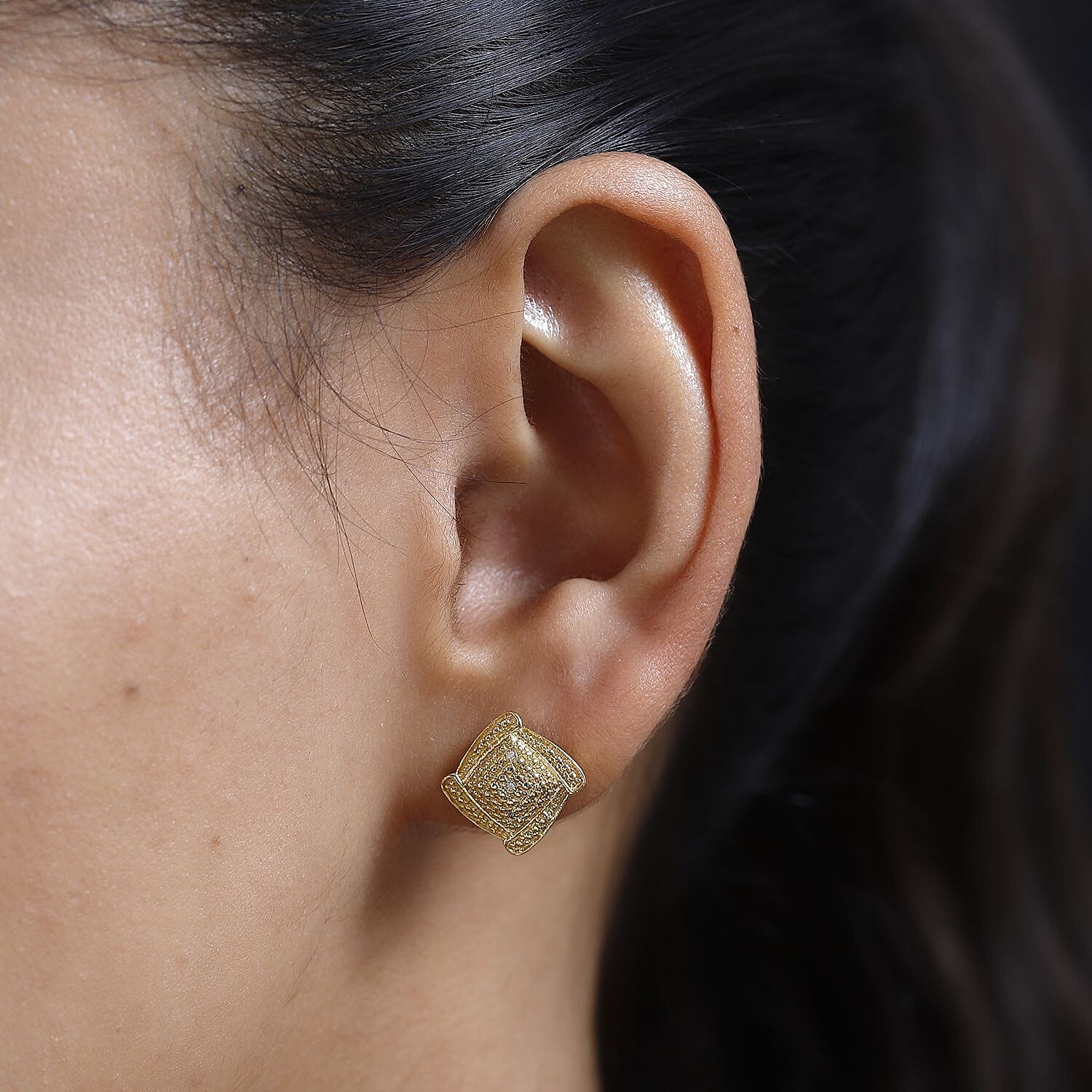Karis Diamond Accent Stud Earrings in 18K YG Plated