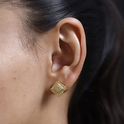 Karis Diamond Accent Stud Earrings in 18K YG Plated