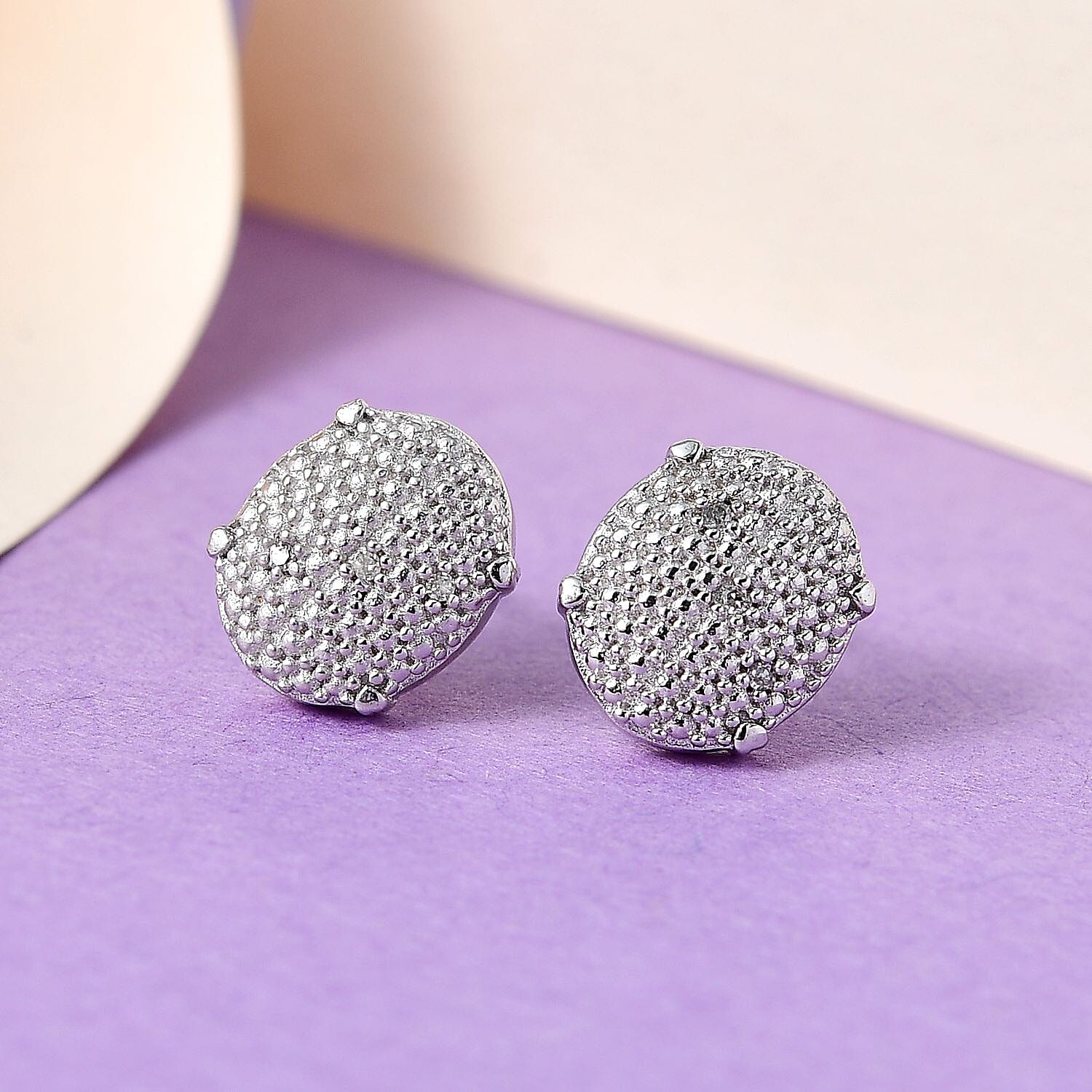 Karis Diamond Accent Stud Earrings in Platinum Bond