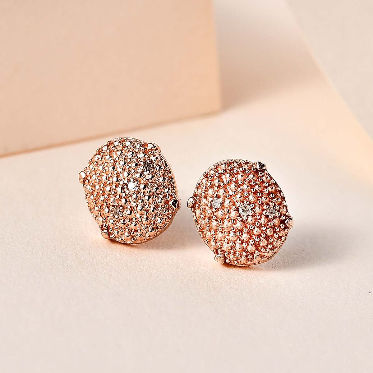 Karis Diamond Accent Stud Earrings in 18K RG Plated image number 1