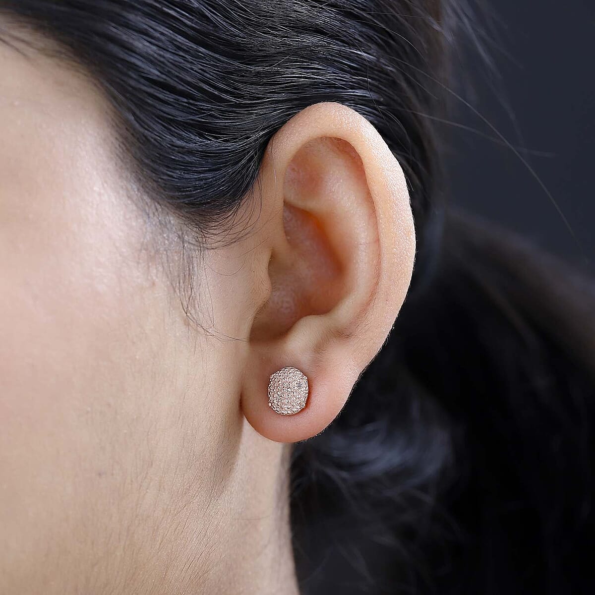 Karis Diamond Accent Stud Earrings in 18K RG Plated image number 2