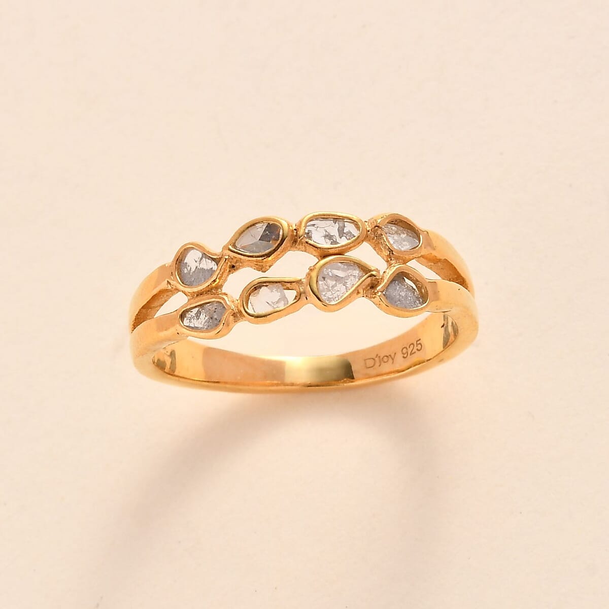 Polki Diamond Ring in 14K Yellow Gold Over Sterling Silver 0.25 ctw image number 1