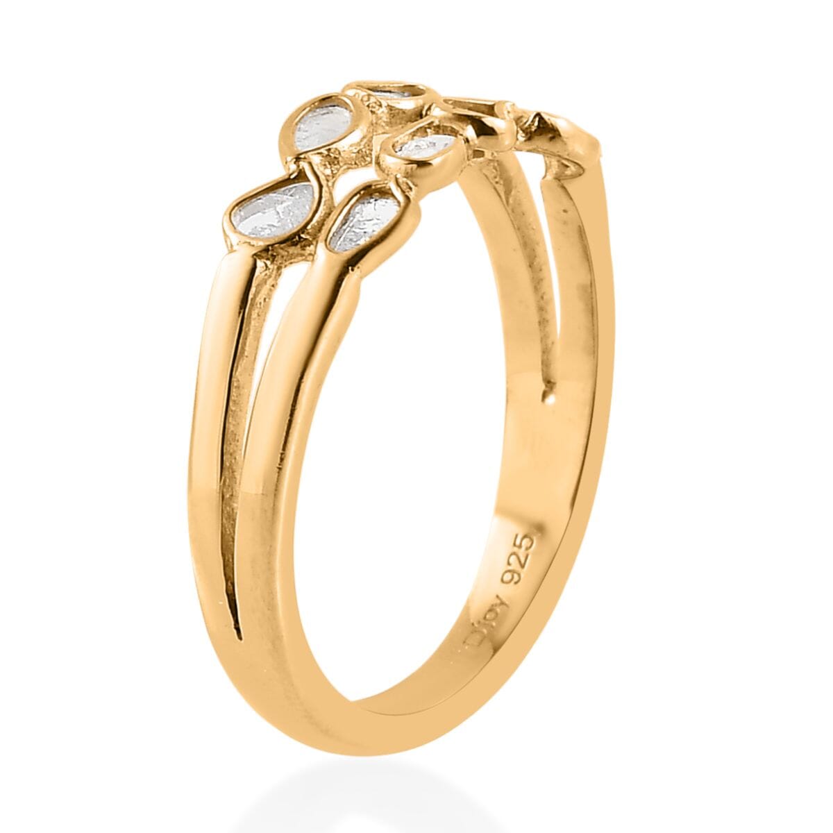 Polki Diamond Ring in 14K Yellow Gold Over Sterling Silver 0.25 ctw image number 3