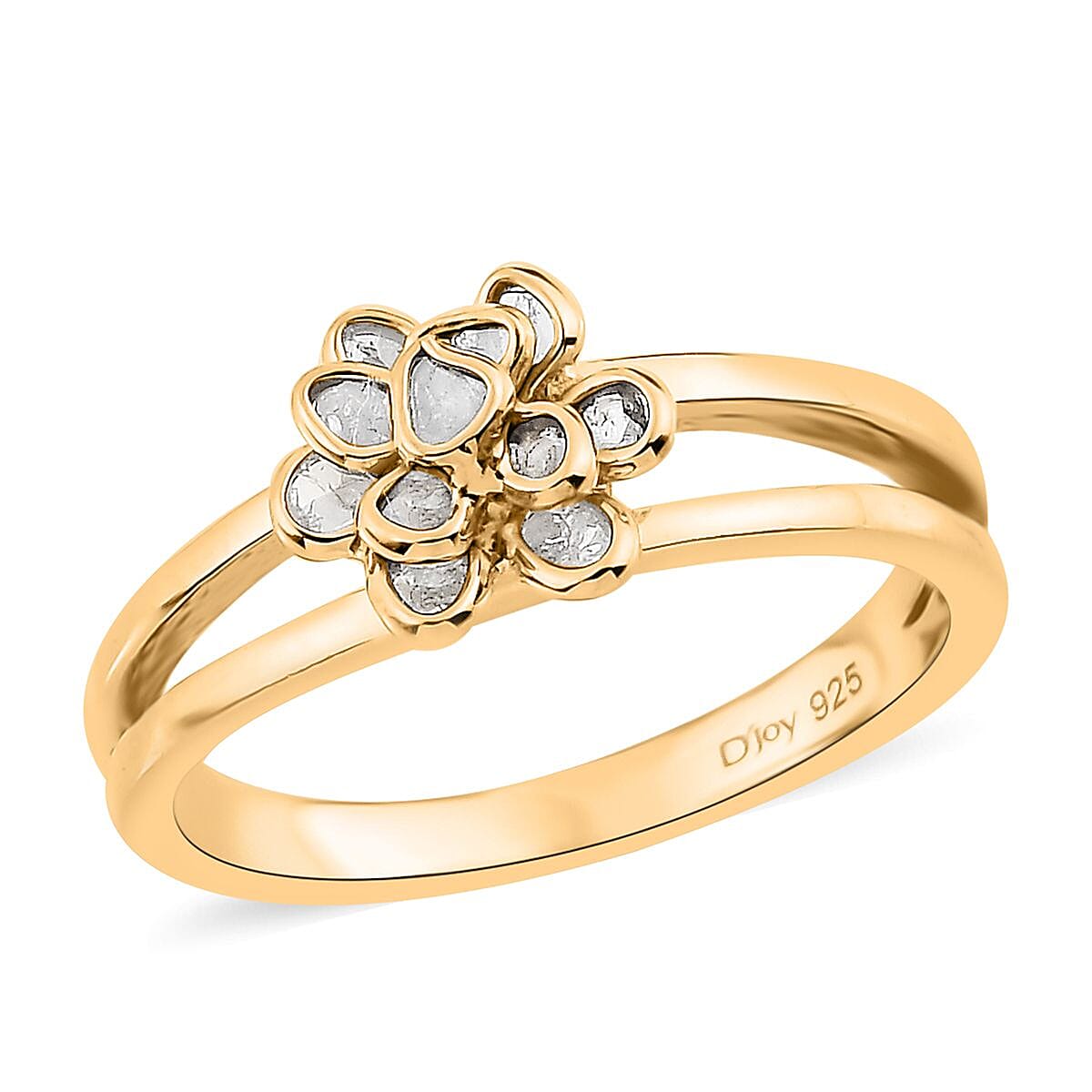 Polki Diamond Flower Ring in 14K YG Over Sterling Silver (Size 6.0) 0.25 ctw image number 0