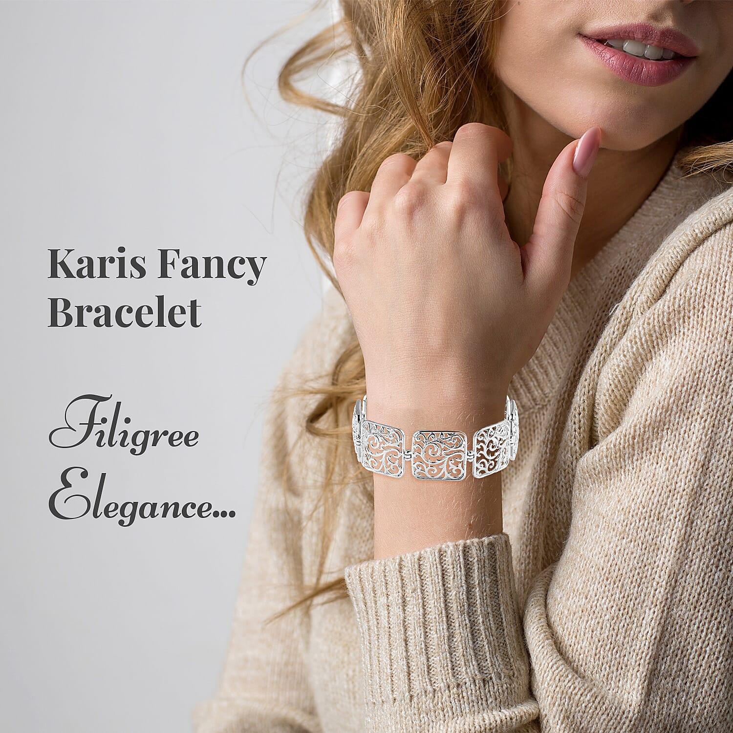 Karis Fancy Bracelet in Platinum Bond (6.50 In)