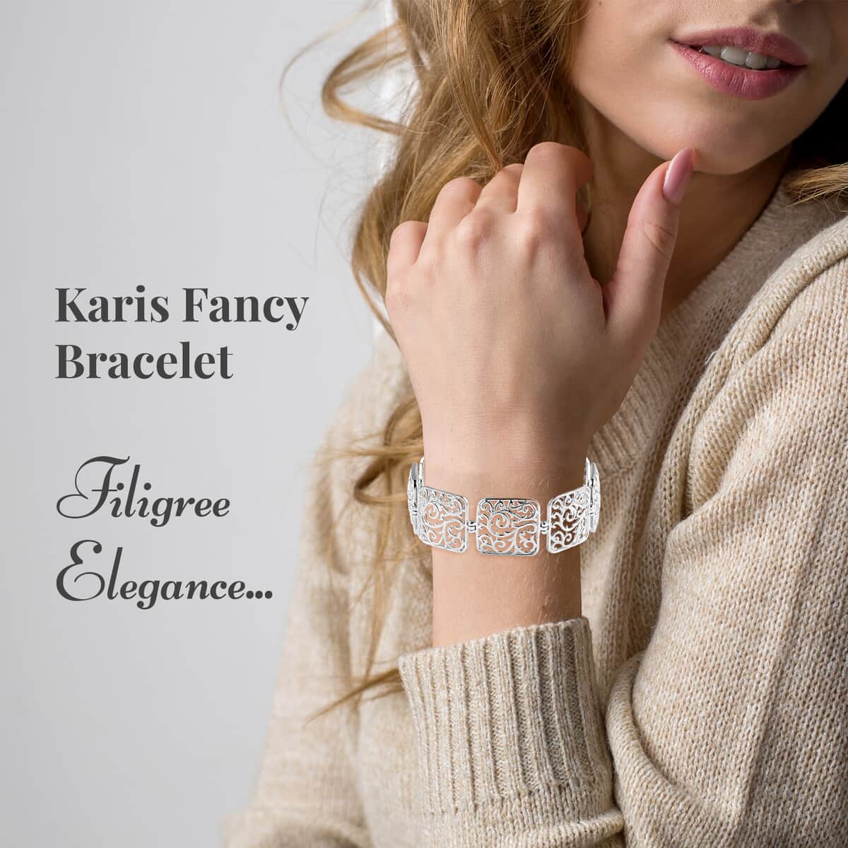 Karis Fancy Bracelet in Platinum Bond (6.50 In) image number 2