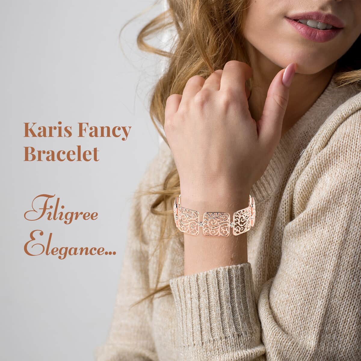 Karis Fancy Bracelet in 18K RG Plated (7.25 In) image number 2