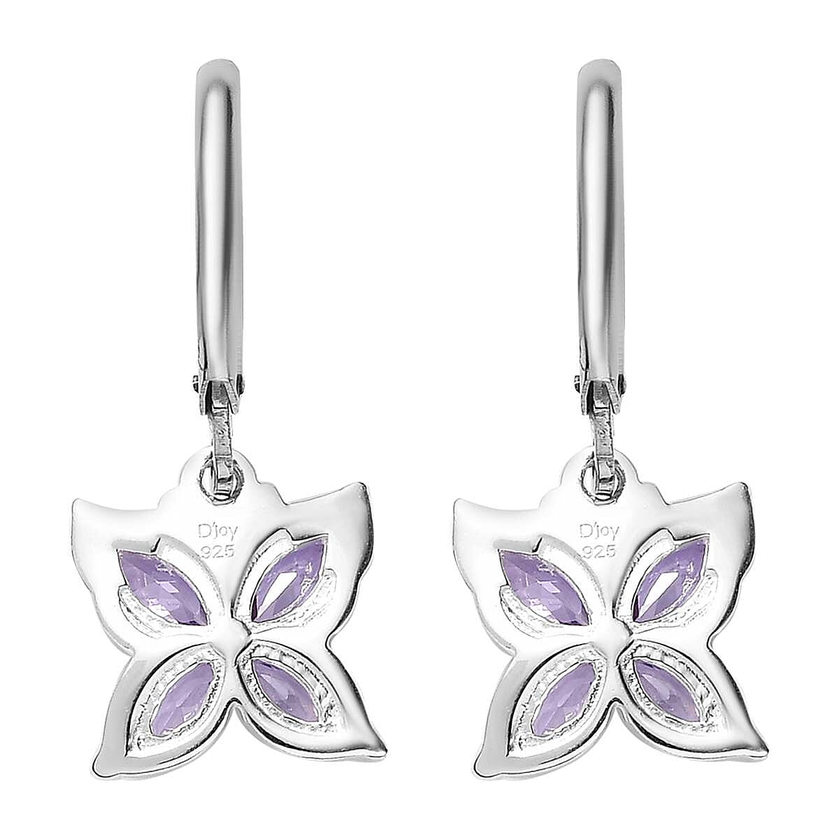 Simulated Blue Diamond Lever Back Earrings in Sterling Silver 2.60 ctw