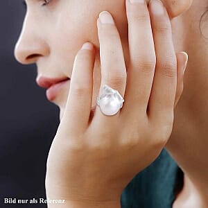 Baroque Pearl 43.71 ctw Ring in Rhodium Over Sterling Silver (Size 5.5)