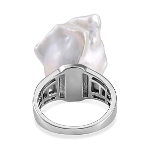Baroque Pearl 43.71 ctw Ring in Rhodium Over Sterling Silver (Size 5.5)