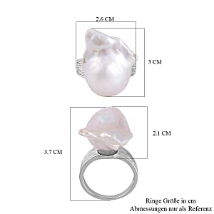 Baroque Pearl 43.71 ctw Ring in Rhodium Over Sterling Silver (Size 5.5)