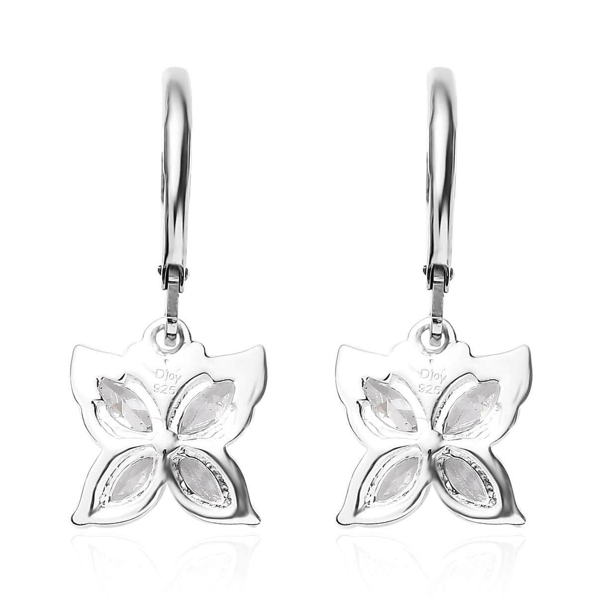 Simulated Diamond Lever Back Earrings in Sterling Silver 2.30 ctw image number 4