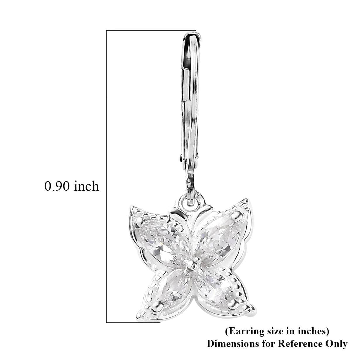 Simulated Diamond Lever Back Earrings in Sterling Silver 2.30 ctw image number 5