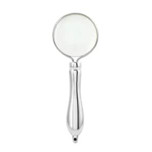 Pinpoint Silver Color 5X Mini Portable Handheld Magnifier Magnifying Glass With Metal Handle for Reading Soldering Jewelry Maps, Great for Gifting