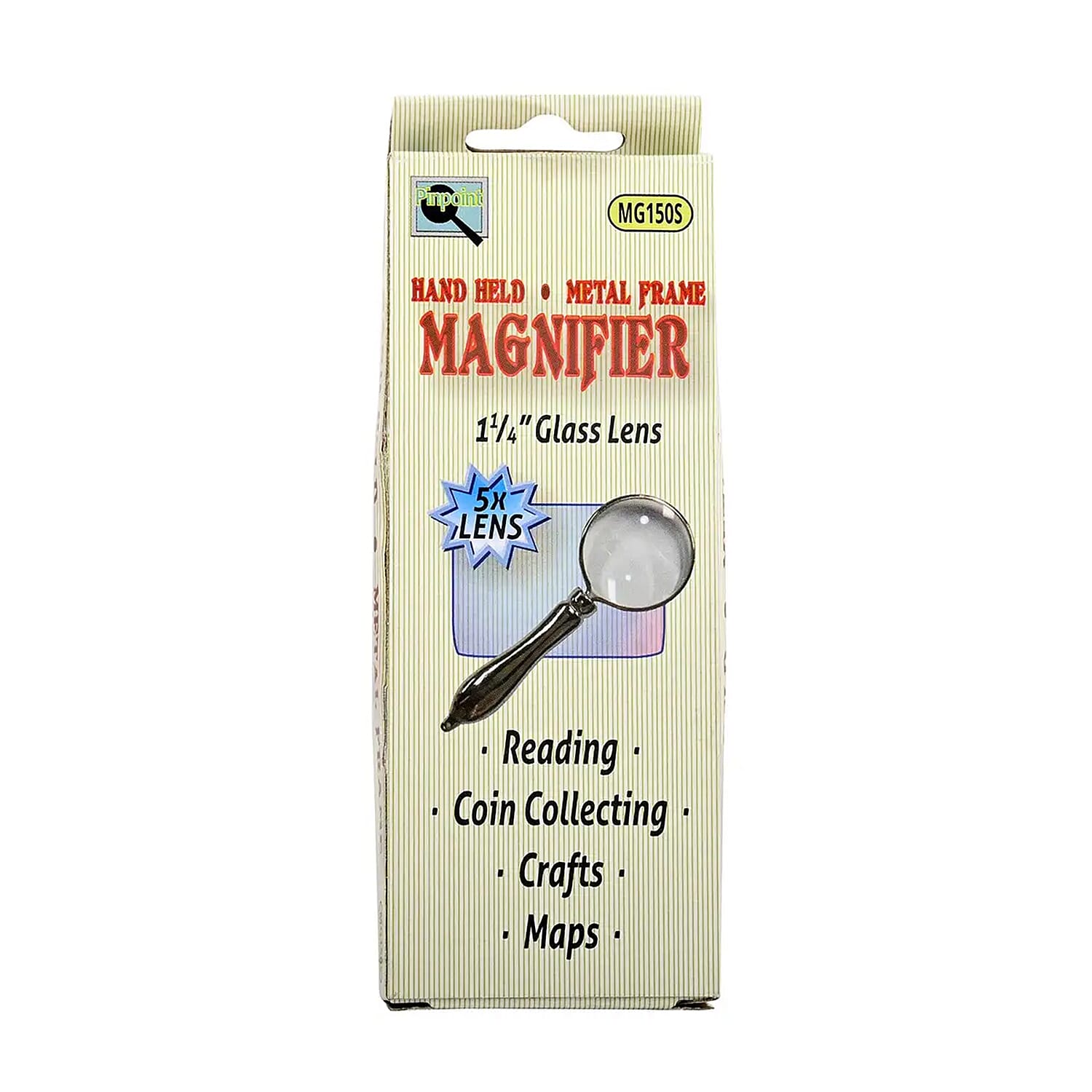 Pinpoint Silver Color 5X Mini Portable Handheld Magnifier Magnifying Glass With Metal Handle for Reading Soldering Jewelry Maps, Great for Gifting