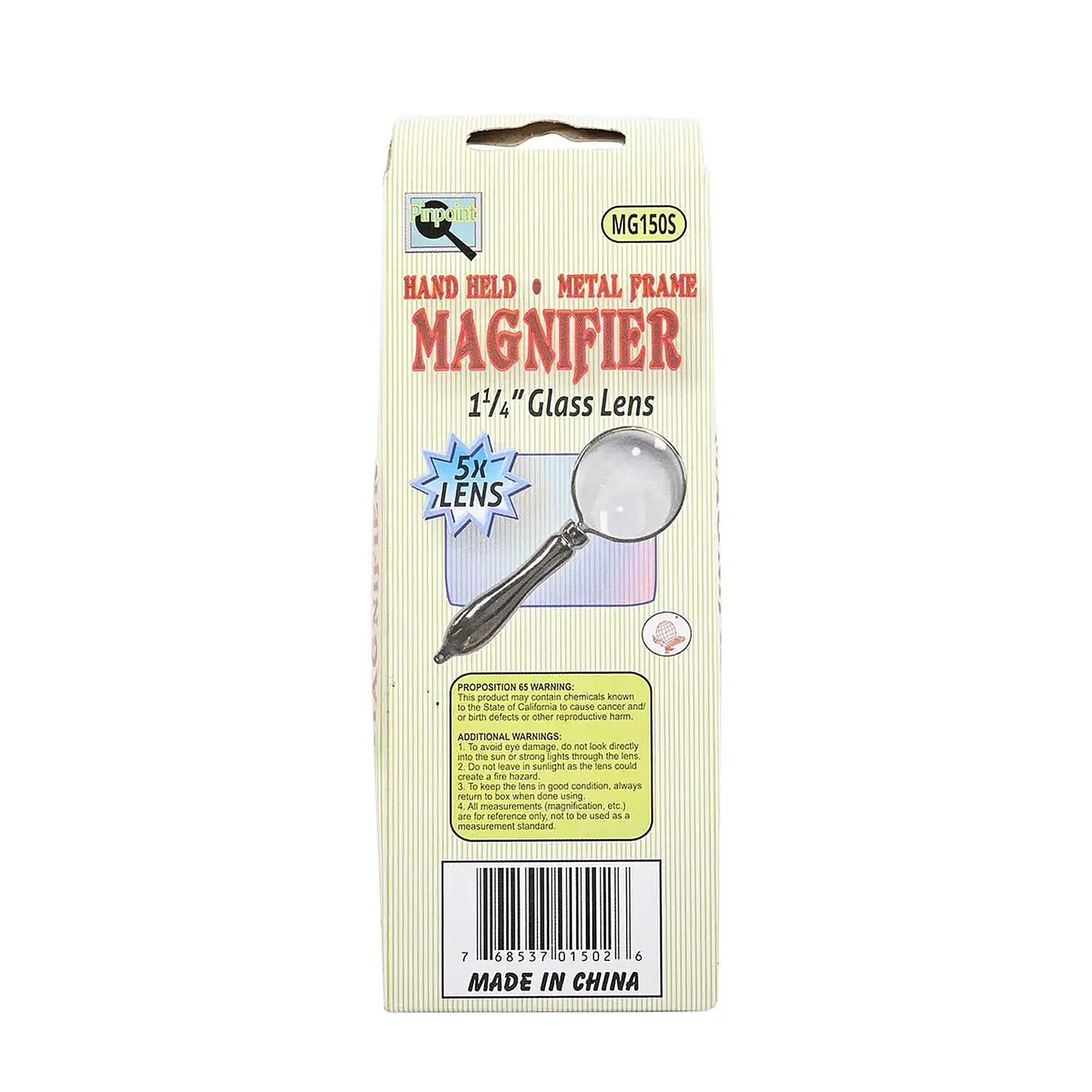 Pinpoint Silver Color 5X Mini Portable Handheld Magnifier Magnifying Glass With Metal Handle for Reading Soldering Jewelry Maps, Great for Gifting