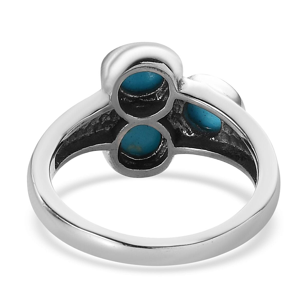 Sleeping Beauty Turquoise 3 Stone Ring in Stainless Steel (Size 10.0) 1.40 ctw