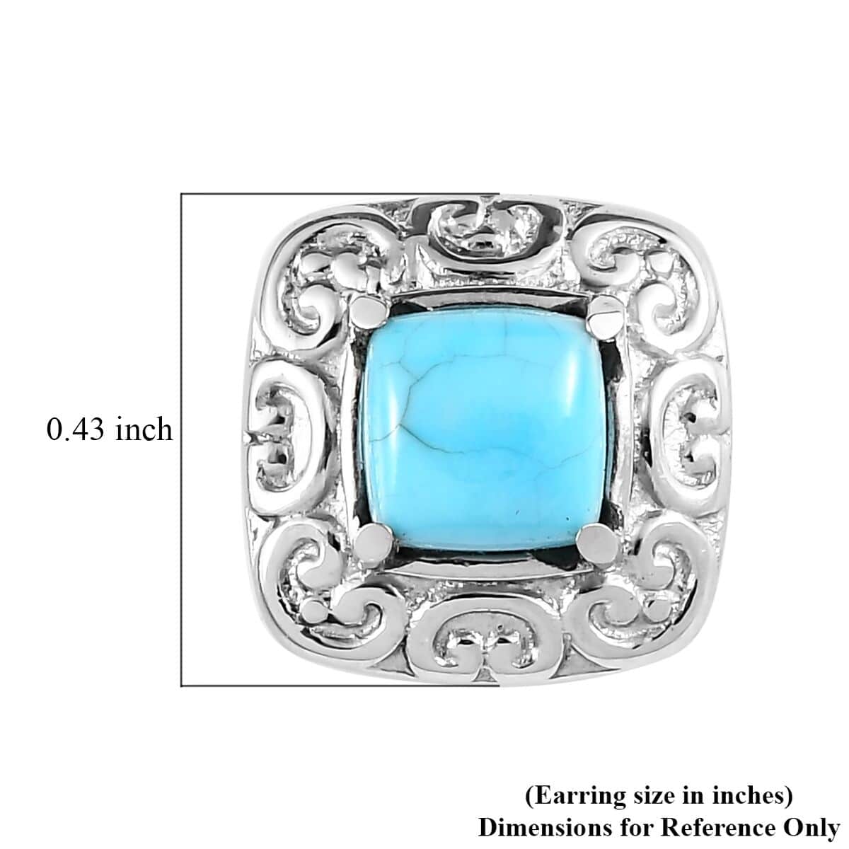 Sleeping Beauty Turquoise Solitaire Stud Earrings in Stainless Steel 1.00 ctw image number 4