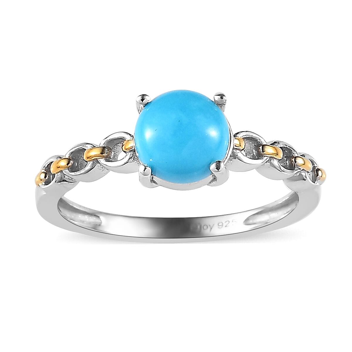 Sleeping Beauty Turquoise Solitaire Ring in 14K YG and Platinum Over Sterling Silver 0.75 ctw image number 0