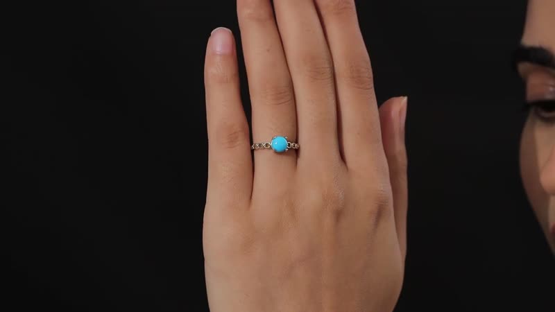 Sleeping Beauty Turquoise Solitaire Ring in 14K YG and Platinum Over Sterling Silver 0.75 ctw