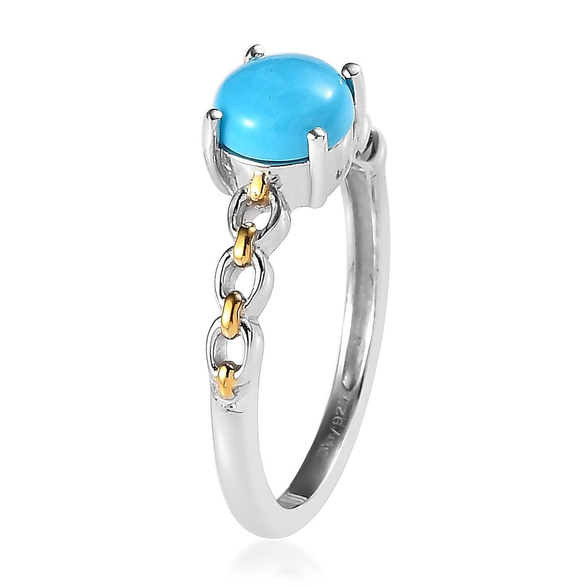 Sleeping Beauty Turquoise Solitaire Ring in 14K YG and Platinum Over Sterling Silver 0.75 ctw image number 3