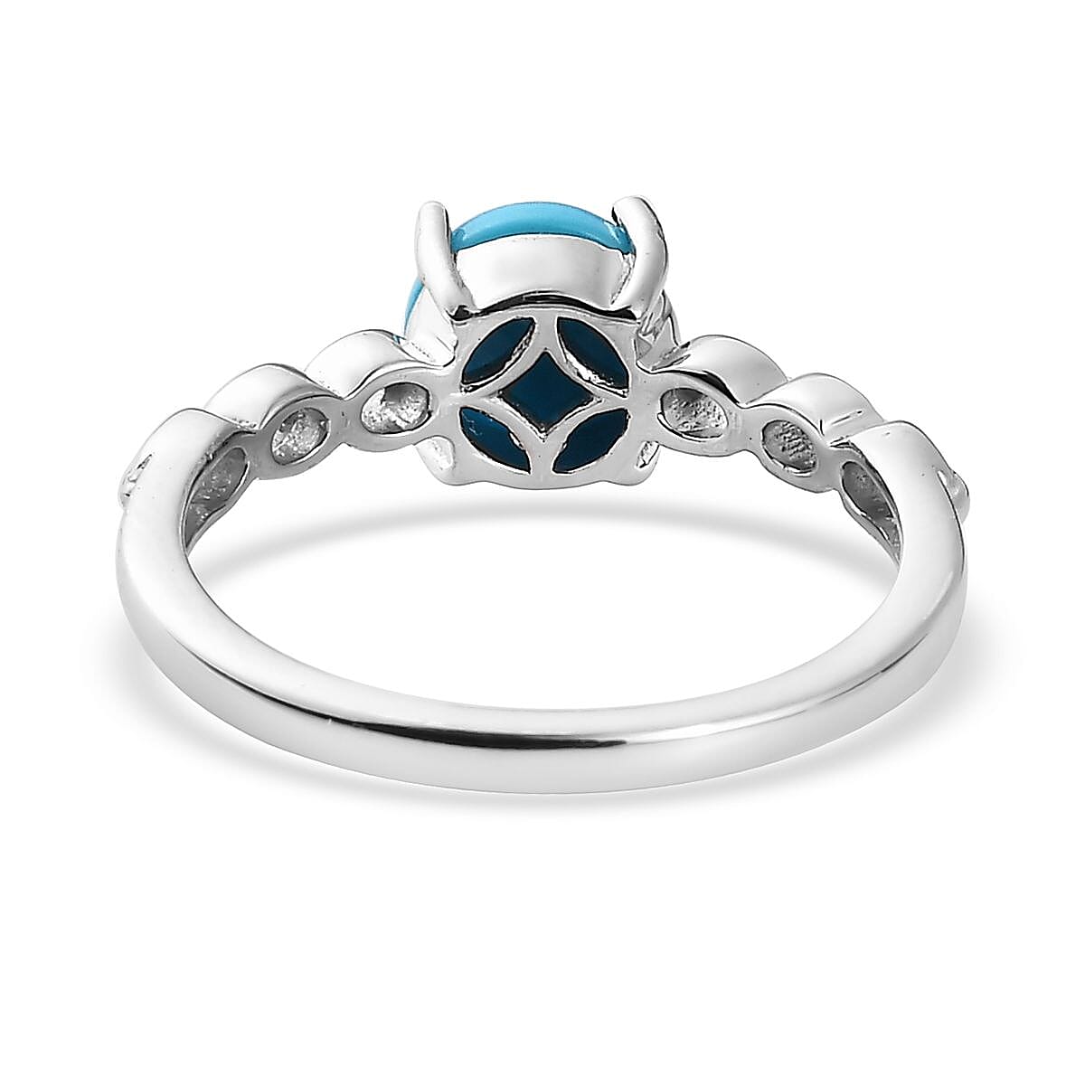 Sleeping Beauty Turquoise Solitaire Ring in 14K YG and Platinum Over Sterling Silver (Size 10.0) 0.75 ctw